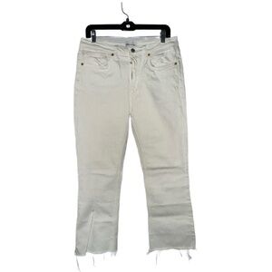 ZARA Off-White Raw‎ Hem Straight Leg Jeans | Size 10 (EUR 42)